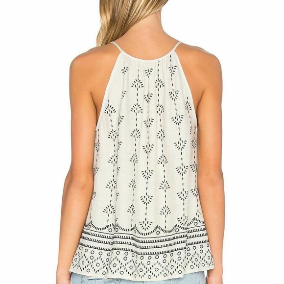 Joie Linen/Silk Embroidered Tassel Ties top M - Picture 3 of 4